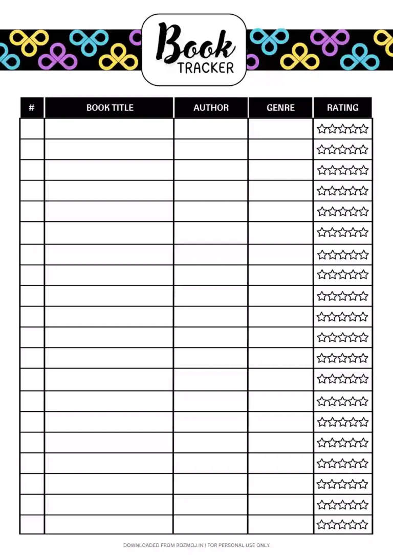 Book Tracker Printable