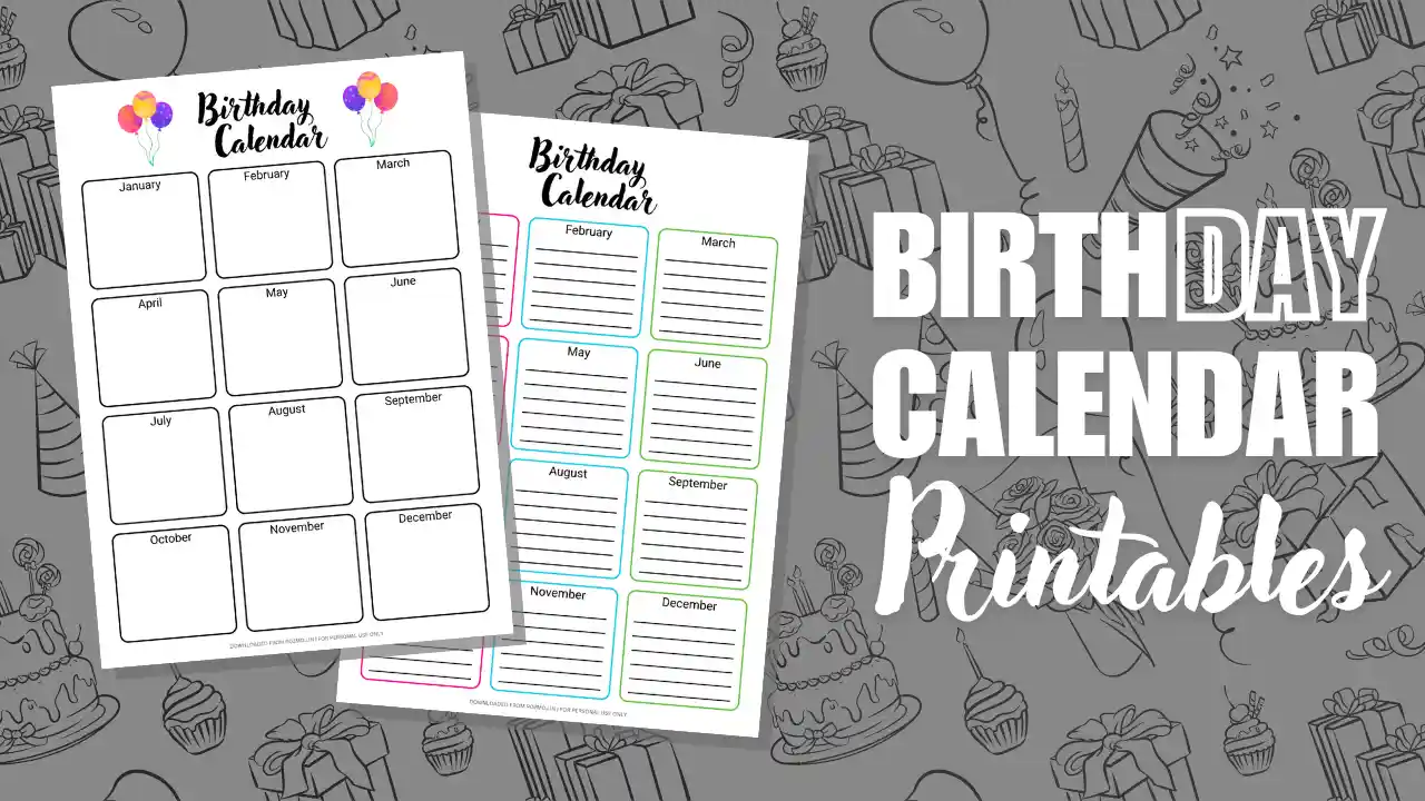 You are currently viewing Free Printable Birthday Calendar Templates