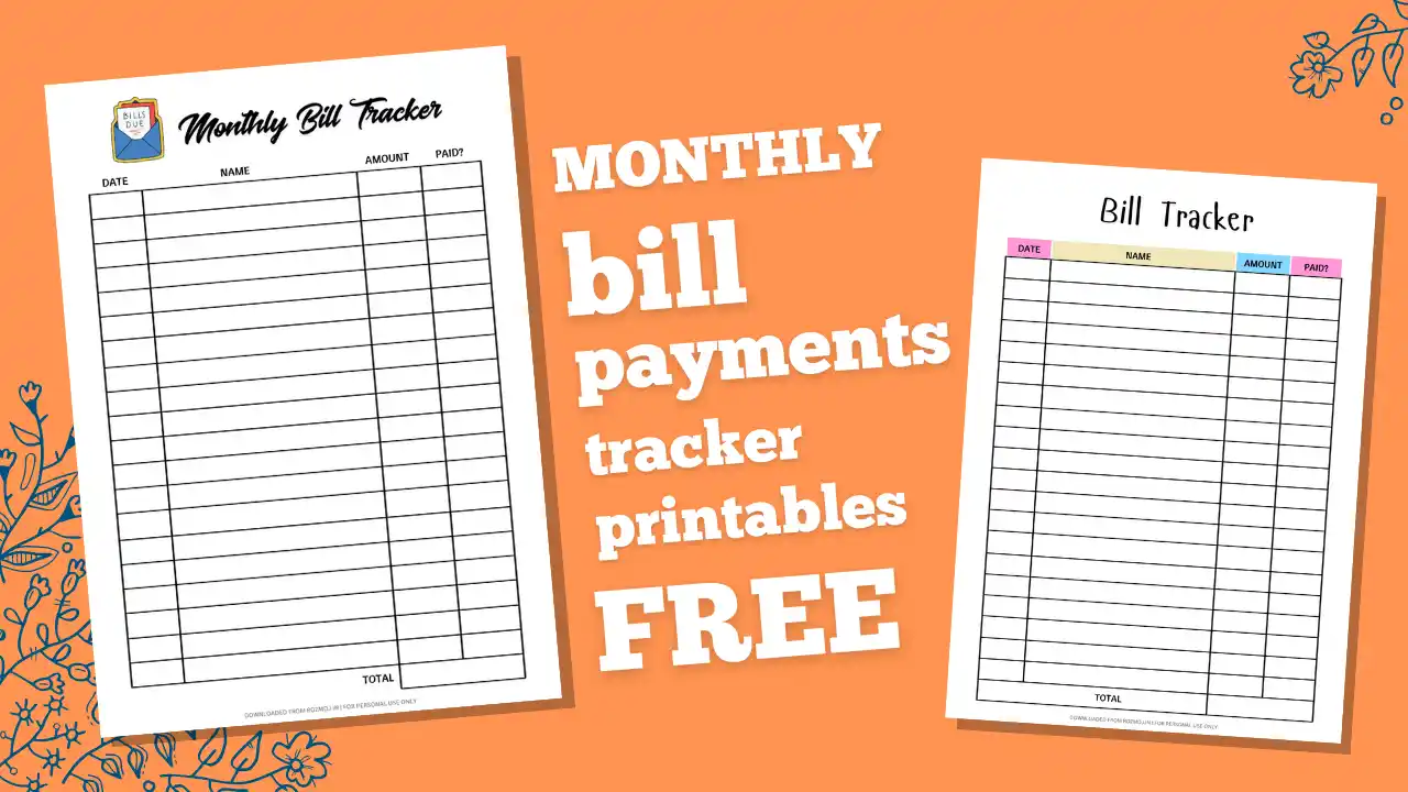 Read more about the article Free 20 Monthly Bill Payment Tracker Printables