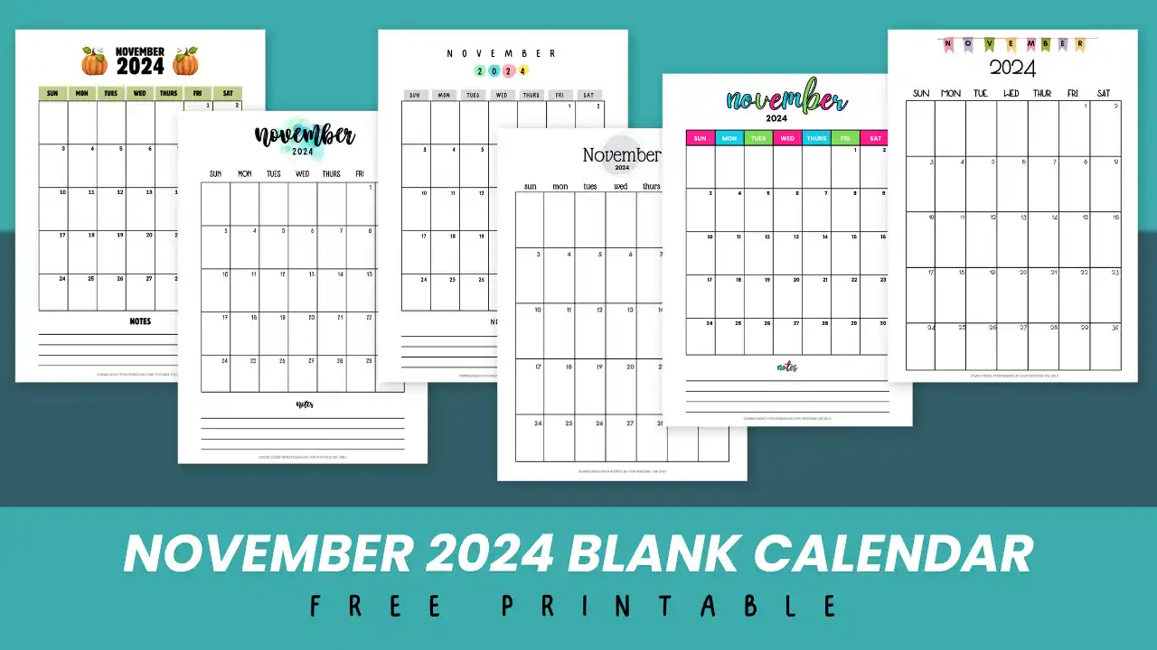 Read more about the article November 2024 Blank Calendar | 15+ Free Printable